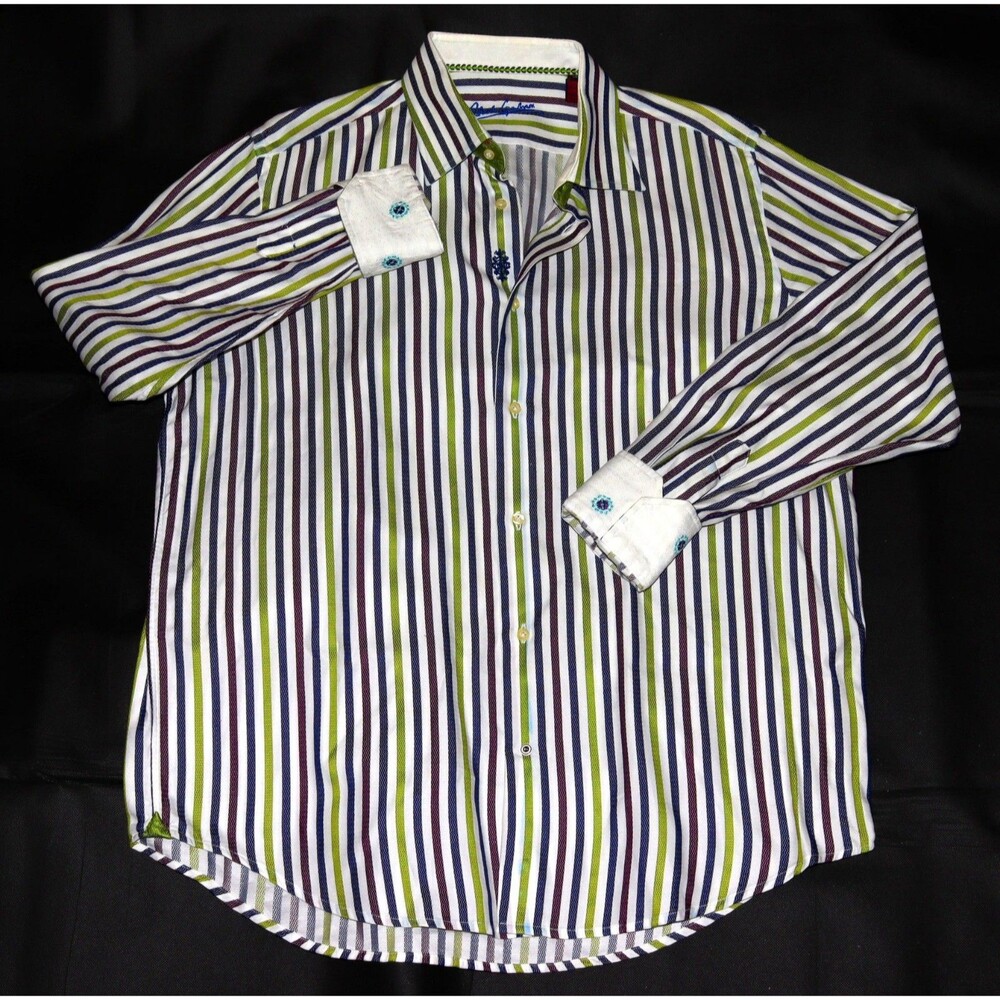 Robert Graham Men's Long Sleeve Button Up Flip Cuff Shirt Size Large 42 - 16 1/2